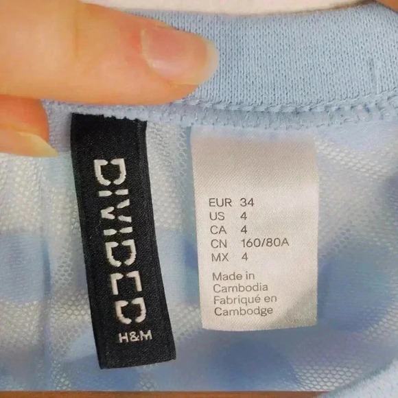 NWOT H&M Sheer Mesh Polka Dots T Shirt Dress Swim Coverup Beach Women's Size 4 - Picture 6 of 6